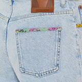 Embroidered denim shorts