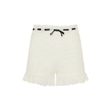 Floral ruffled cotton shorts