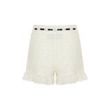 Floral ruffled cotton shorts
