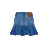 Ruffled denim mini skirt