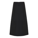 Belted wool and silk midi skirt
