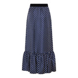 Polka-dot silk midi skirt