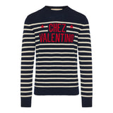 Wool sweater with Chez Valentino jacquard motif