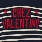 Wool sweater with Chez Valentino jacquard motif