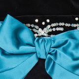 Embellished satin-trimmed cropped velvet peplum top