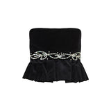 Embellished satin-trimmed cropped velvet peplum top