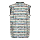 Sequined checked tweed gilet