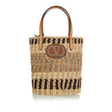 VLogo Signature small raffia bucket bag
