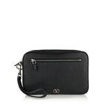 Leather pouch with logo