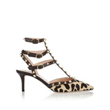 Rockstud pony calfskin pumps