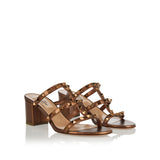 Rockstud metallic leather mules