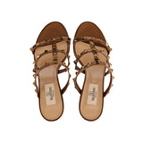 Rockstud metallic leather mules