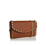 Rockstud leather wallet on chain