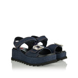 Slidy Viv' wedge denim sandals
