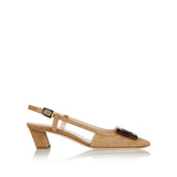 Belle Vivier suede slingback pumps