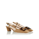 Belle Vivier suede slingback pumps