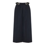 Wool and silk belted trousers