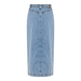 Denim pencil midi skirt