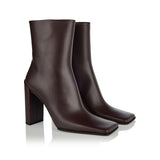 Square leather ankle boots