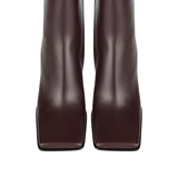 Square leather ankle boots