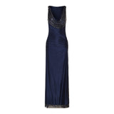 Long mesh and jersey dress