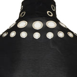 Embellished stretch‑jersey turtleneck maxi dress