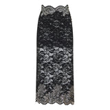 Floral lace midi skirt