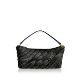 Black disc-embellished bag