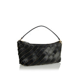 Black disc-embellished bag