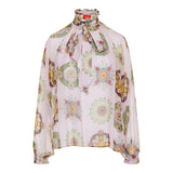 Floral print long-sleeve blouse