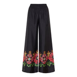 Printed silk twill palazzo trousers