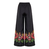 Printed silk twill palazzo trousers