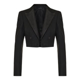 Peak-lapel cropped blazer