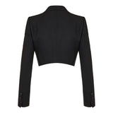 Peak-lapel cropped blazer