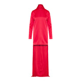 Asymmetric scarf-detail crêpe cocktail dress