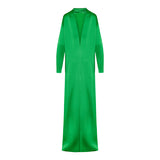 Oversized open-back satin-crepe gown