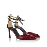 Snake-effect leather pumps