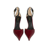 Snake-effect leather pumps