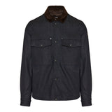 Denim corduroy‑trimmed shirt jacket