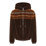 Geometric jacquard wool blend hoodie