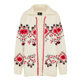 Embroidered wool‑blend cardigan
