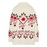 Embroidered wool‑blend cardigan