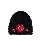 Embroidered wool-floral beanie