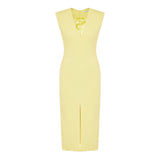 V-neck wool pencil dress