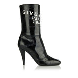 Sliced square tape ankle leather boots