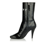 Sliced square tape ankle leather boots