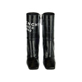 Sliced square tape ankle leather boots