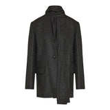 Scarf-detailed flannel blazer