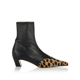 Nevada leather and leopard-print ankle boots
