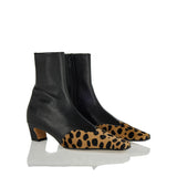 Nevada leather and leopard-print ankle boots